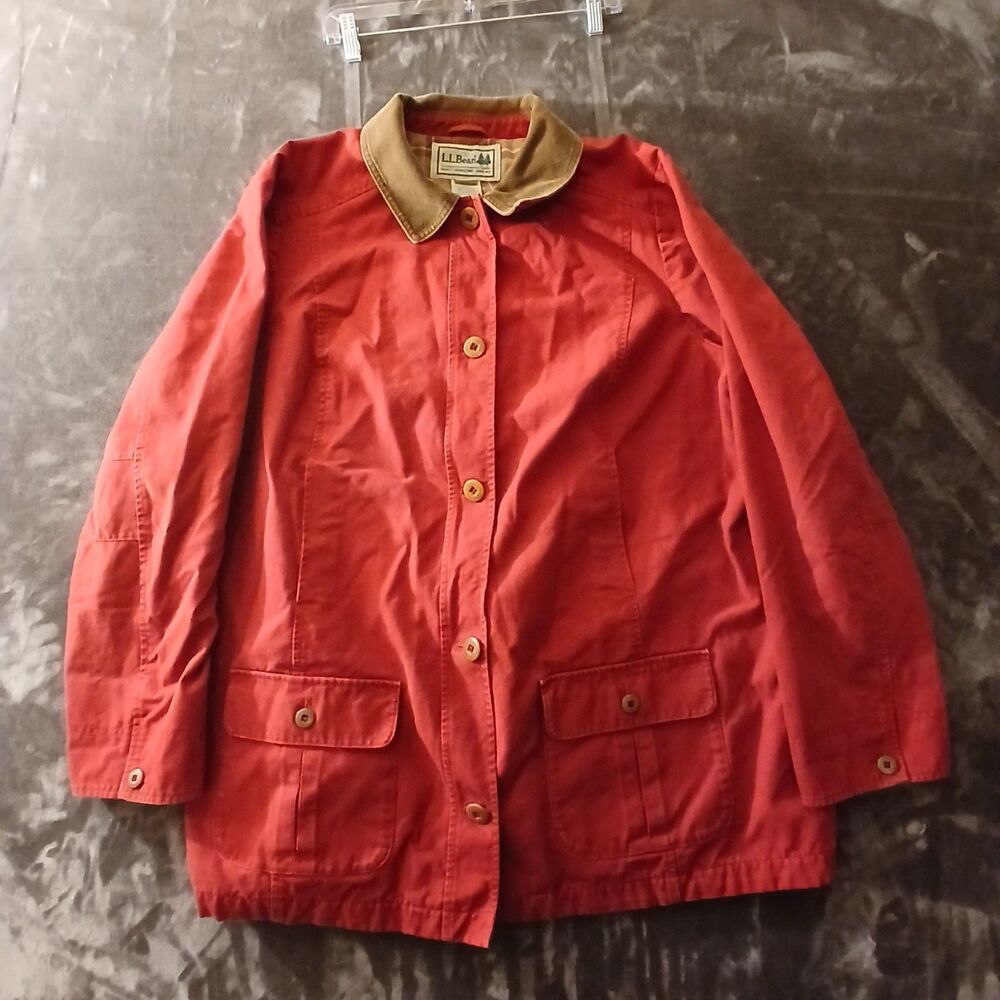 L.L. Bean Adirondack Barn Coat Women’s 2X Red Canvas Chore Jacket Flannel Lined